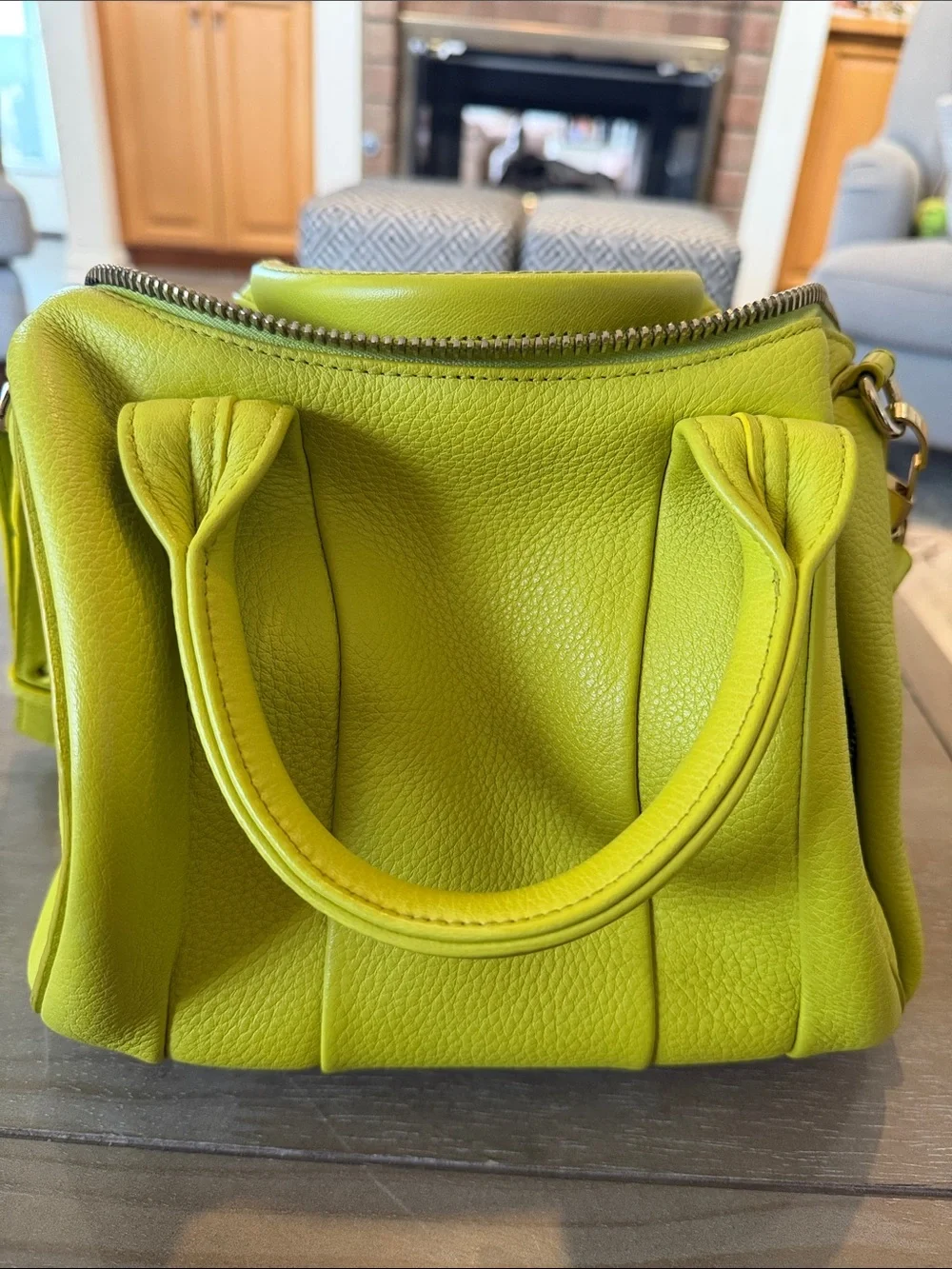 Alexander Wang Lime Green Pebbled Leather Crossbody Satchel - Picture 6 of 6